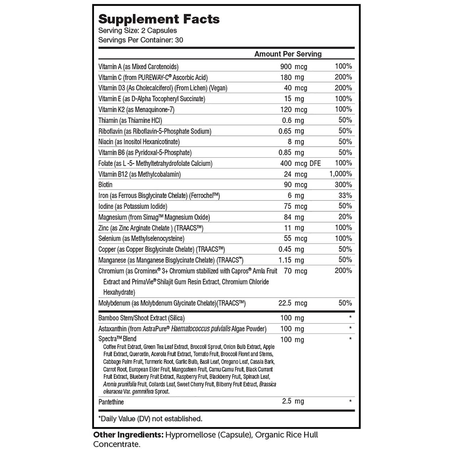 Beauty Daily Multivitamin + Hair - Skin & Nails Support - 60 Capules (30 Servings)